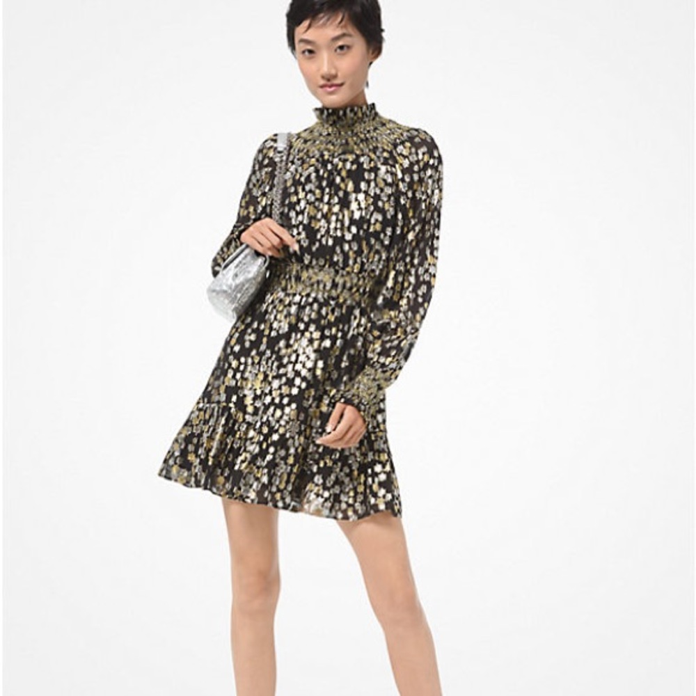 Michael Kors Star, gold metallic silk dress